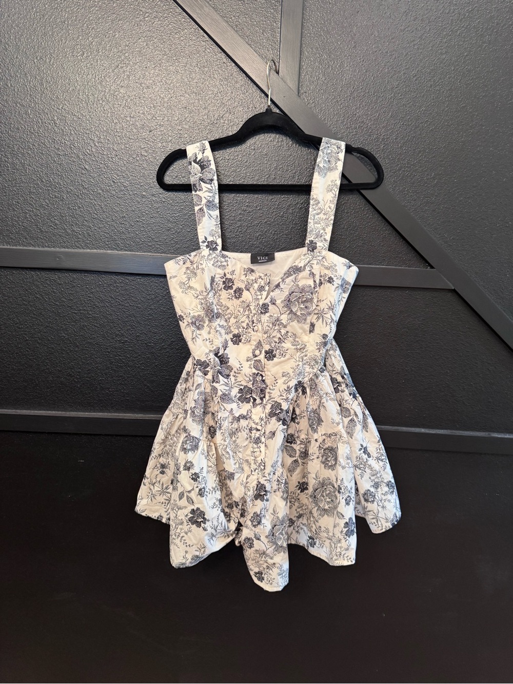 VICI White Dress with Blue Floral Print